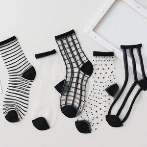 Black and White Patterned Socks Set 5 Pairs